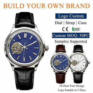 Fabricant de montres à marque blanche OEM, logo personnalisé, montre-bracelet mécanique automatique NH38, cadran à cœur ouvert, acier inoxydable 316L, faible MOQ - Product Image 1