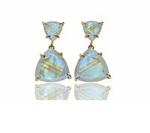 Pendientes de plata de ley 925 con forma de trillón, Gema labradorita, novedad - Product Image 1