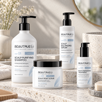 Kit de soin du cuir chevelu professionnel OEM : Shampoing purifiant, gommage exfoliant, sérum capillaire, soin des racines, soin du cuir chevelu pour la santé du cuir chevelu