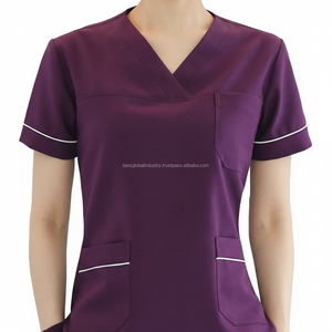 Ensemble de blouses médicales unisexes personnalisées OEM, col en V, légères, 100% coton satiné, uniforme de soins de santé - Product Image 5