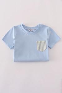 Ensemble de shorts élégants et décontractés à rayures bleues pour garçons Tenue d'été tendance Poches fonctionnelles pour les tout-petits - Product Image 2