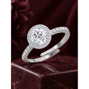 Anillos de Plata de Ley 925 de Primera Calidad para Mujer, con Patrón Geométrico de Diamantes, Platino Invisible, Certificado IGI, para Promesas - Product Image 2