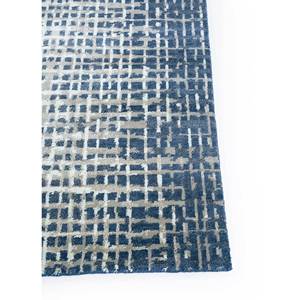 Tapis en laine et soie noué à la main Uvenuti AIWS-3004 bleu, abstrait, pour la maison, le couloir, le salon, la chambre à coucher, design rectangulaire en patchwork, fait main - Product Image 4