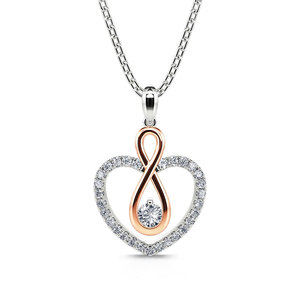 Jeulia "You Complete Me" <b>Infinity</b> Heart Sterling Silver Diamond <b>Necklace</b> - Product Image 1