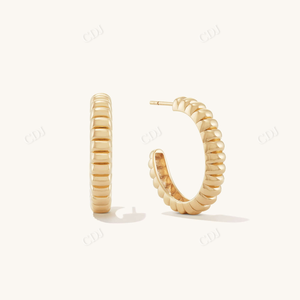 Joyería de moda Sólido 14K Oro blanco Diseñador de alta calidad Twist Hoops Pendientes para mujeres Joyería al por mayor de alta calidad - Product Image 4