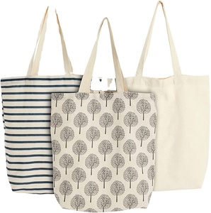 กระเป๋าผ้าฝ้ายน้ำหนักเบาขนาดกลางนำกลับมาใช้ใหม่ได้ถุงผ้าช้อปปิ้งใช้ซ้ำได้เป็นมิตรกับสิ่งแวดล้อมและทนทานพร้อมโลโก้ปรับแต่งได้ - Product Image 1