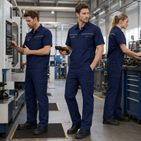 Ensemble uniforme de travail industriel personnalisé OEM, veste de technicien respirante à manches courtes et pantalon cargo pour l'entretien en usine