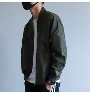 Manteau coupe-vent décontracté pour hommes, col de baseball, fermeture éclair, conception simple et solide sur mesure avec col montant, poche ample, tissu en toile - Product Image 3