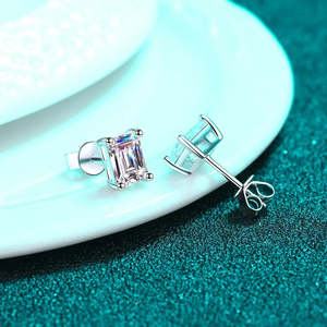 NOVAMART Fine Moissanite <b>Earrings</b> 0.5ct <b>Emerald</b> Whisper <b>Stud</b> <b>Earrings</b>-Single Piece Wholesale Export - Product Image 5
