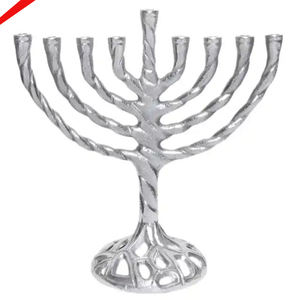 Religiosa Menorah Hanukkah 9 Portavelas Acabado Plata - Product Image 1
