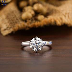 2.00 TDW bague en diamant taille ronde 18k or blanc serti solitaire Cvd/Hpht diamant pierre de laboratoire - Product Image 1