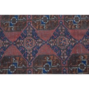 Alfombra Turca de 3.2x9.4 pies, Alfombra Azul Ikat de Lana - Product Image 5