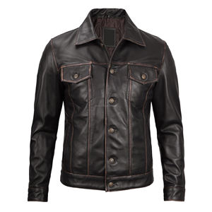 High Quality Customized Logo Leather Jacket Fashion Whole Selling Price Clothing Windproof Heavy Duty Leather Jacket for Men - Product Image 2