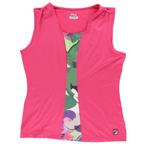 Débardeur de course ample pour femme Fila, rose/multicolore, logo personnalisé, grande taille, style sport d'été, imprimé en spandex - Product Image 1