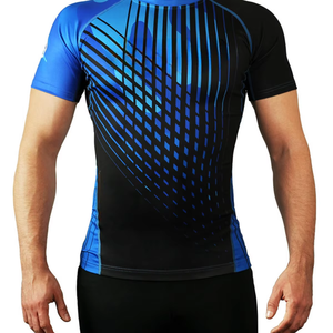 Customized Logo Rash Guard Protective Sublimation <b>Printing</b> Mma Compression Short Sleeve Shirt for Men - Product Image 1