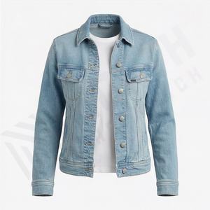 Veste en jean pour femme de couleur unie personnalisée, vêtements de rue, qualité tendance, décontractée, vêtements d'extérieur, manteau, design moderne - Product Image 1