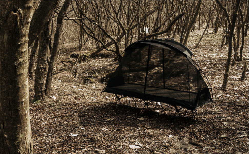 Camvil Sora Medium Black Mesh Cot Tent - Ideal for Solo Hiking