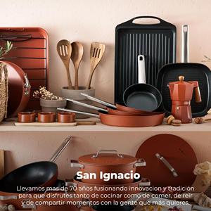 Set di 3 padelle San Ignacio con rivestimento in marmo 16 cm 20 cm 24 cm + Set di 3 utensili da cucina in legno di acacia - Product Image 6