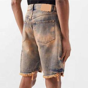 Oem-Short chic en denim déchiré pour homme, style urbain, décontracté, moyen, extensible, pour l'été - Product Image 4