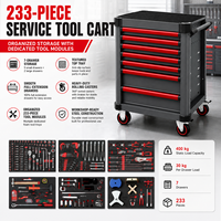 Caja de Herramientas Rodante de Acero de Gran Capacidad, Conveniente y Móvil, Viene con un Kit Completo de 233 Piezas para Garaje y Automóvil