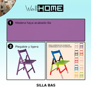 WELL HOME เก้าอี้ไม้บีชสีไลแลค รุ่น BAS ขนาด 43x47x79 ซม. เก้าอี้สำหรับสวน - Product Image 2