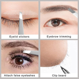 Juego de pinzas puntiagudas inclinadas de acero inoxidable de gama alta profesional acabado de Plasma de etiqueta privada para Manual de pestañas de cejas - Product Image 6