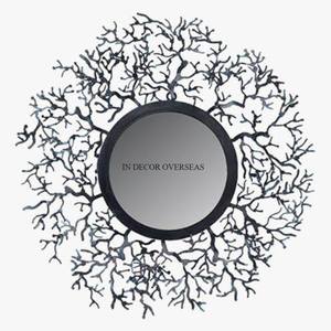 Miroir décoratif de mur de forme ronde de concepteur de papillons en métal de la meilleure qualité de poudre de couleur blanche de fabricant indien - Product Image 2