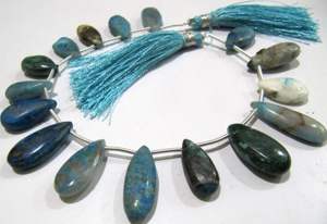 ลูกปัดคริสโคลลาสีน้ำเงินคุณภาพสูง ขนาด 8x12 มม. 9x14 มม. รูปทรงรอนเดลไล่ระดับ บริโอเล็ต ผิวเรียบ ยาว 8 นิ้ว - Product Image 2