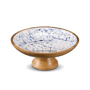 Tazón para servir frutas y alimentos de madera de primera calidad con acabado de esmalte de diseñador floral de aspecto elegante al mejor precio - Product Image 2