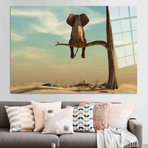Impresión en Lienzo de Elefante: Decoración de Pared con Arte Animal Surrealista, Arte en Vidrio Templado - Product Image 1