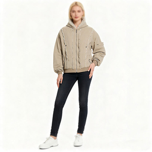 Chaqueta Blusón de Pana Vintage para Hombre, Estilo Urbano, Forro Polar, Capucha, Acabado Desgastado, Invierno, Casual, Cálida, Bordada - Product Image 5