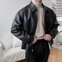 Blouson de moto en cuir et toile pour homme, léger, décontracté, sportif, tendance, style coréen, coupe uniforme de baseball, imperméable