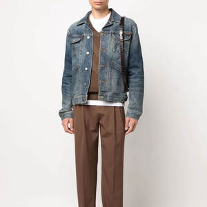 Veste en jean pour homme au design nouveau avec logo personnalisé, tissu en toile, col montant - Style streetwear, respirante et à séchage rapide - Product Image 2