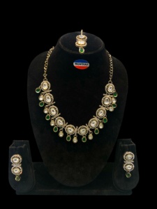 Conjunto de joyería de moda india de oro Kundan antiguo con pendientes para regalo de bodas y festivales - Product Image 5