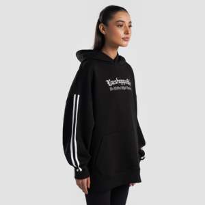 <b>Unstoppable</b> Black French Terry Hoodie 100% Cotton Acid <b>Washed</b> with Silk Screen Printing & 3D Embroidery Streetwear Xxs Size - Product Image 3