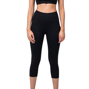 High Quality <b>Capri</b> With Pockets Customized Logo Design Spandex Polyester Material Breathable Quick Dry Navy Blue <b>Woman</b> <b>Capri</b> - Product Image 4