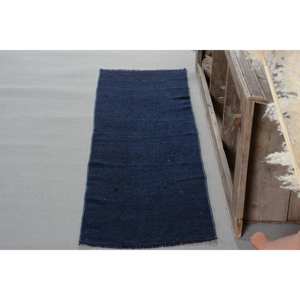 Modern <b>Vintage</b> Turkish <b>Rug</b> 1.8 X 5.9ft Black Patchwork Design Handmade Wool with Latex Backing for Living Room for Teens - Product Image 2