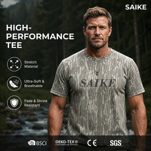 Camiseta de Pesca al por Mayor, Camuflaje Personalizado, Lavado, para Caza, Material Elástico, Resistente a la Decoloración y al Encogimiento, Camiseta Deportiva para Hombre, OEM - Product Image 1