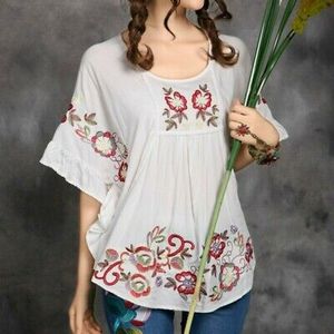 ชุดเดรสสั้นแบบโบฮีเมียนของผู้หญิง,ชุดกระโปรงคลุมสะโพกแขนสามส่วนปักลายดอกไม้สไตล์อินเดีย - Product Image 4