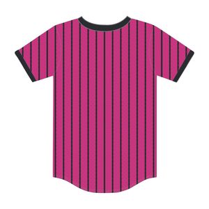Delta Psi Rho Sorority Pink Pinstripe Pullover Jersey de béisbol Malla de poliéster Camiseta con cuello en V con relleno de bordado de huecos - Product Image 3