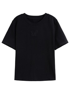 เสื้อยืดแขนสั้นผ้าคอตตอนแท้สำหรับผู้หญิงดีไซน์โดดเด่นทรงหลวมอเนกประสงค์ใหม่ฤดูร้อน - Product Image 3