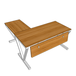 BFVB009-VBamboo 140x150cm L-Shaped <b>Desk</b> with Foldable Iron Legs and Drawer for Home Office or Computer Setup - Product Image 4