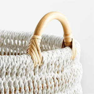 Panier à linge carré écologique en jacinthe d'eau avec poignées fabriqué au Vietnam pour salon chambre pépinière - Product Image 5