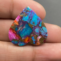 Pierre précieuse naturelle AMARA en forme de cœur, cuivre et turquoise, effet œil de chat, taille haute technologie, pour la fabrication de bijoux