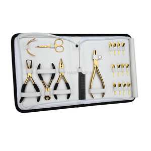 Hair <b>Extension</b> Tool Set Including Microbead 3 Hole Crimper Bead Opener Bond Cutter Duck Bill <b>Clips</b> Small Scissor Sewing Needles - Product Image 1