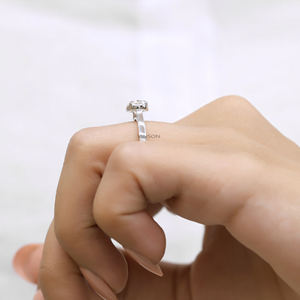 แหวนหมั้นเพชรเม็ดเดี่ยวทรงกลม1กะรัตของขวัญคริสต์มาสสำหรับผู้หญิงสีโรสโกลด์18K - Product Image 4