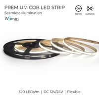 Bande lumineuse LED COB DC12V 24V 320 LED/m 8mm CRI90, ruban lumineux intelligent dimmable, rouleau de 10M pour éclairage intérieur d'armoires