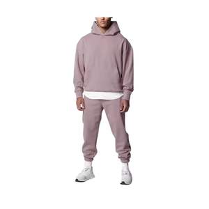 Unisex Winter Running Wear Set Custom Color 100% Cotton Fleece Tracksuit hooded sweatshirt Jogger Pants Breathable Drawstring - Product Image 6