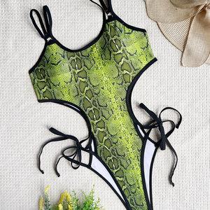 Traje de Baño Enterizo Impermeable con Estampado de Serpiente Sexy, Talla Grande para Maternidad, Transpirable y Reversible, Bikini Deportivo con Cuentas - Product Image 3