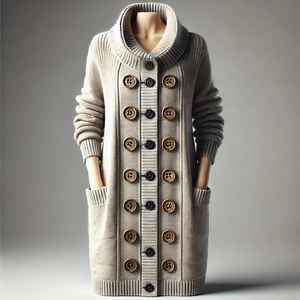 Suéter de Moda para Mujer, Diseño de Dibujos Animados, Manga Larga, Cuello en V, Botones, Transpirable, Ligero, Informal, Holgado - Product Image 5